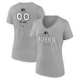 Philadelphia Flyers Women's Personalized Name & Number Midfielder V-Neck T-Shirt Gray