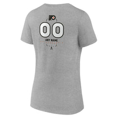 Philadelphia Flyers Women's Personalized Name & Number Midfielder V-Neck T-Shirt Gray
