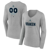 Seattle Kraken Women's Personalized Name & Number Midfielder Long Sleeve V-Neck T-Shirt Gray