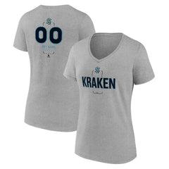 Seattle Kraken Women's Personalized Name & Number Midfielder V-Neck T-Shirt Gray