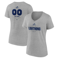 Tampa Bay Lightning Women's Personalized Name & Number Midfielder V-Neck T-Shirt Gray