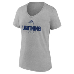 Tampa Bay Lightning Women's Personalized Name & Number Midfielder V-Neck T-Shirt Gray