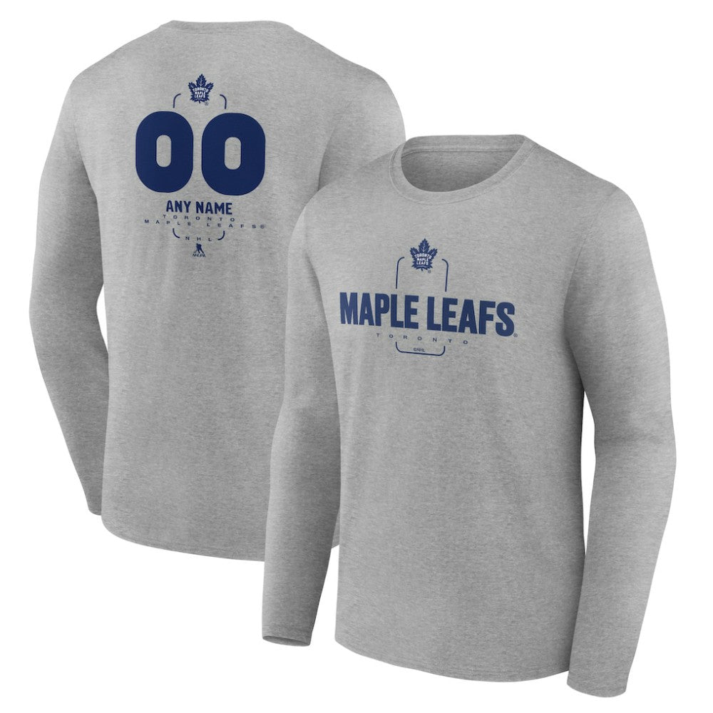 Toronto Maple Leafs Personalized Name & Number Midfielder Long Sleeve T-Shirt Gray