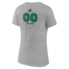 Vancouver Canucks Women's Personalized Name & Number Midfielder V-Neck T-Shirt Gray