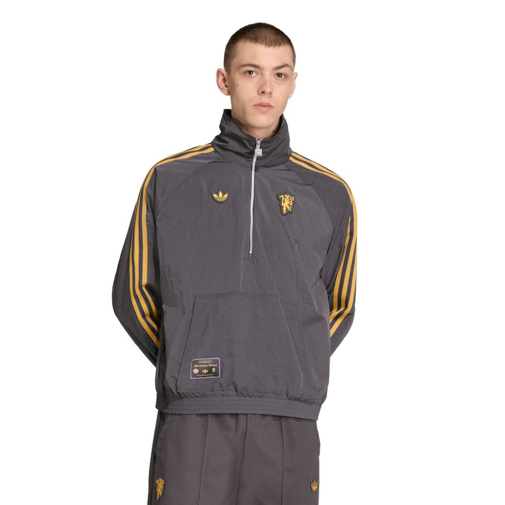 Manchester United Terrace Icons Half-Zip Jacket - Gray | Adidas sale