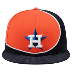 Houston Astros Retro Split Corduroy Snapback Hat - Navy/Orange | New Era