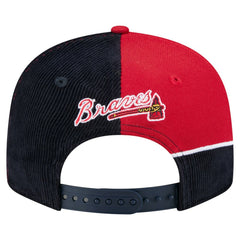 Atlanta Braves Retro Split Corduroy Snapback Hat - Navy/Red | New Era