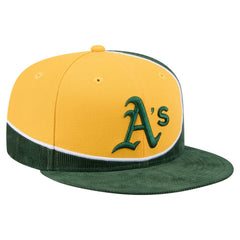 Athletics Retro Split Corduroy Snapback Hat - Green/Gold | New Era