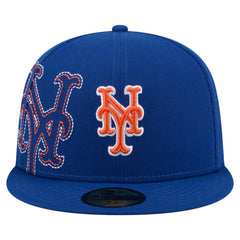 New York Mets Yarn Stitch 59FIFTY Fitted Hat - Royal | New Era