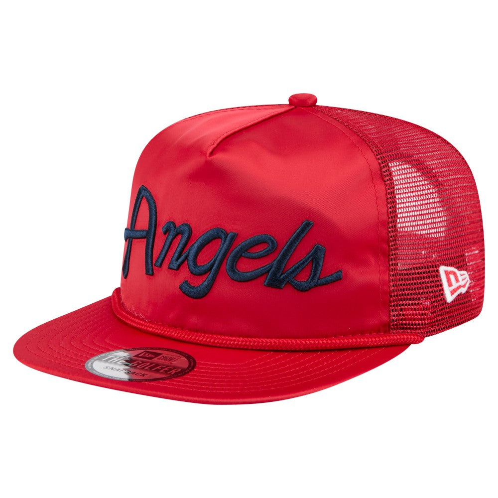 Los Angeles Angels Retro Satin Script Golfer Adjustable Hat - Red | New Era