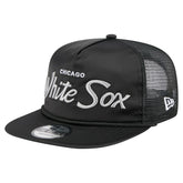 Chicago White Sox Retro Satin Script Golfer Adjustable Hat - Black | New Era