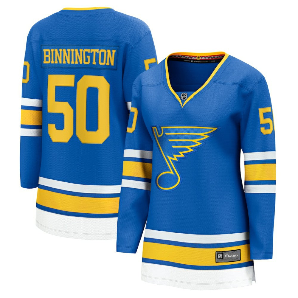 Jordan Binnington St. Louis Blues Fanatics Women's Home Breakaway Player Jersey Blue