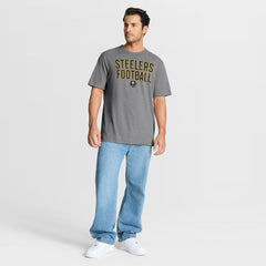 Pittsburgh Steelers First Down Tribute Tri-Blend T-Shirt - Heather Gray for sale