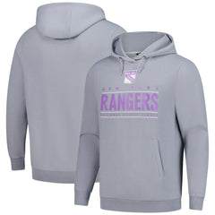 New York Rangers Levelwear Hockey Fights Cancer Pulsar Off Season Tri-Blend Pullover Hoodie Gray