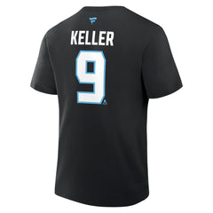 Clayton Keller Utah Mammoth Fanatics Authentic Stack Name & Number T-Shirt Black