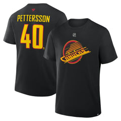 Elias Pettersson Vancouver Canucks Fanatics Authentic Stack Name & Number T-Shirt Black