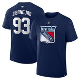 Mika Zibanejad New York Rangers Fanatics Authentic Stack Name & Number T-Shirt Navy