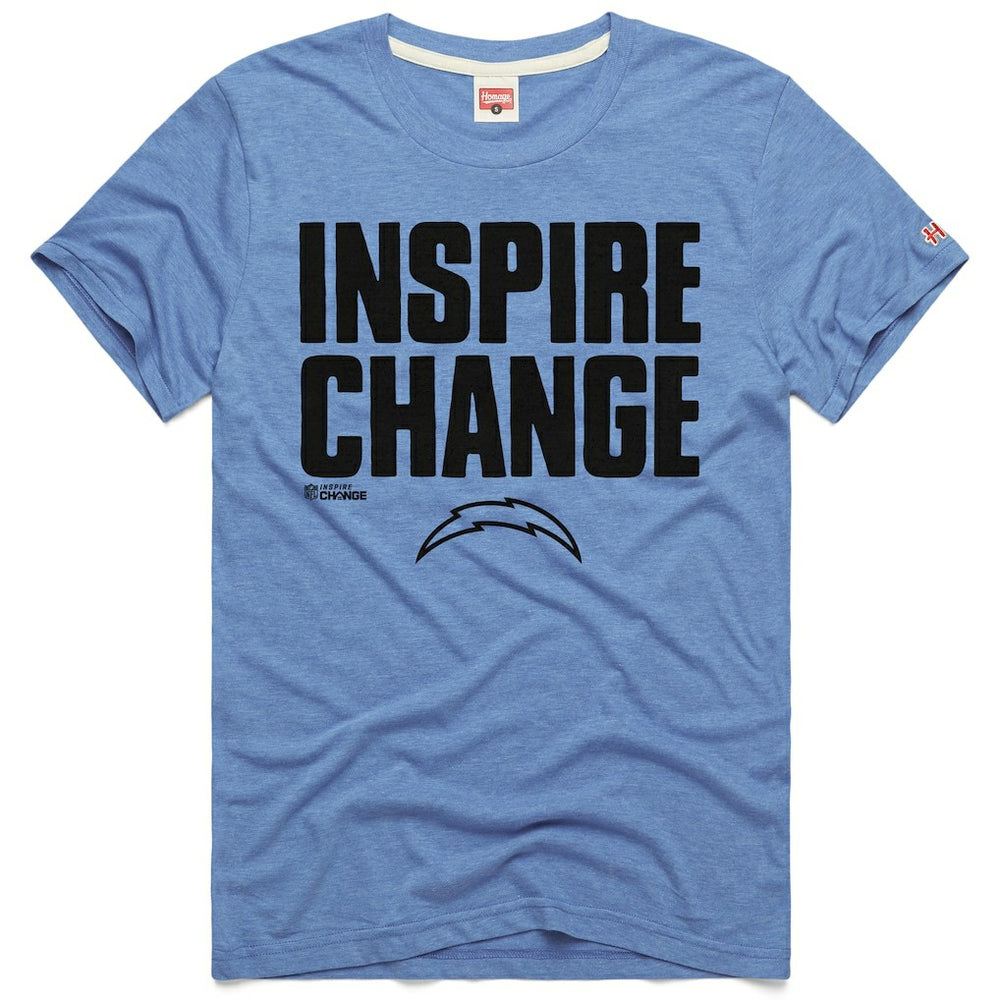 Los Angeles Chargers Homage Unisex 2024 Inspire Change Tri-Blend T-Shirt - Light Blue on sale