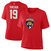 Matthew Tkachuk Florida Panthers Fanatics Women's Authentic Stack Name & Number T-Shirt Red
