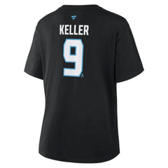 Clayton Keller Utah Mammoth Fanatics Women's Authentic Stack Name & Number T-Shirt Black