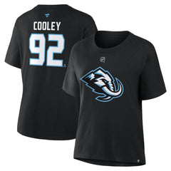 Logan Cooley Utah Mammoth Fanatics Women's Authentic Stack Name & Number T-Shirt Black