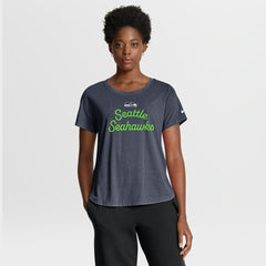Seattle Seahawks Women's Script Tri-Blend T-Shirt - College Navy | Nike on sale