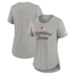 Cleveland Browns Women's Script Tri-Blend T-Shirt - Gray | Nike for sale