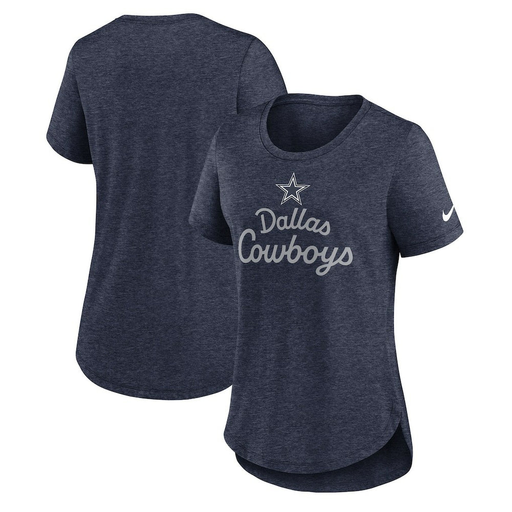 Dallas Cowboys Women's Script Tri-Blend T-Shirt - Heather Navy | Nike outlet