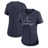 Dallas Cowboys Women's Script Tri-Blend T-Shirt - Heather Navy | Nike outlet