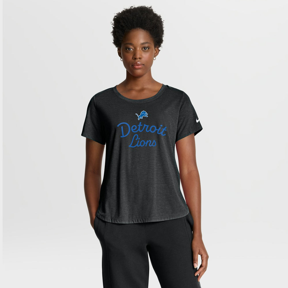 Detroit Lions Women's Script Tri-Blend T-Shirt - Black | Nike online