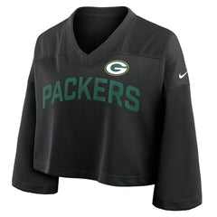 Green Bay Packers Women's Primetime Cropped Mesh Dri-FIT Fashion Jersey - Black | Nike cheap
