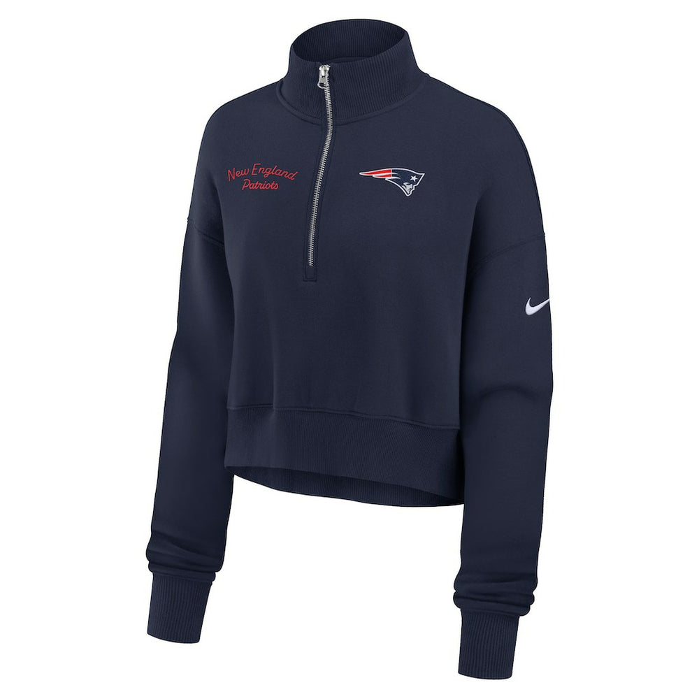 New England Patriots Women's Primetime Phoenix Half-Zip Sweatshirt - Navy | Nike on sale