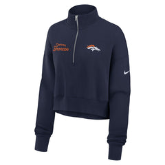 Denver Broncos Women's Primetime Phoenix Half-Zip Sweatshirt - Navy | Nike on sale