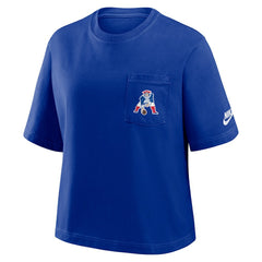 New England Patriots Women's Rewind Pocket Boxy T-Shirt - Royal | Nike sale