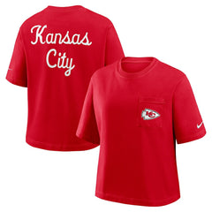 Kansas City Chiefs Women's Rewind Pocket Boxy T-Shirt - Red | Nike outlet
