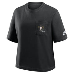 Pittsburgh Steelers Women's Rewind Pocket Boxy T-Shirt - Black | Nike cheap
