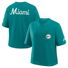 Miami Dolphins Women's Rewind Pocket Boxy T-Shirt - Aqua | Nike for sale