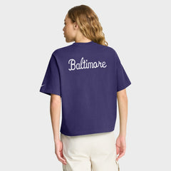Baltimore Ravens Women's Rewind Pocket Boxy T-Shirt - Purple | Nike discount