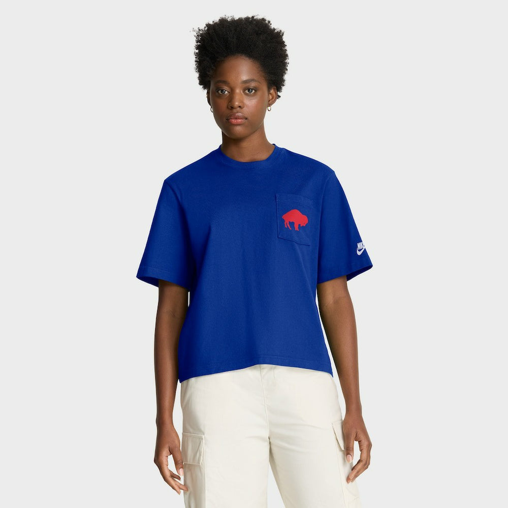 Buffalo Bills Women's Rewind Pocket Boxy T-Shirt - Royal | Nike online