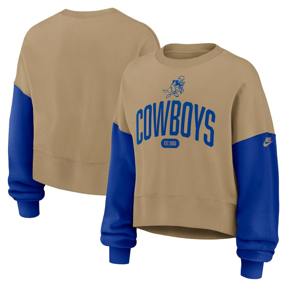 Dallas Cowboys Women's Oversized Rewind Pullover Sweatshirt - Tan | Nike on sale