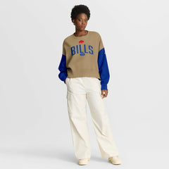 Buffalo Bills Women's Oversized Rewind Pullover Sweatshirt - Tan | Nike for sale