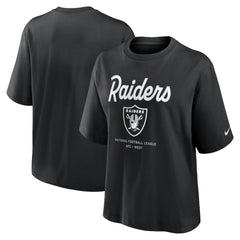 Las Vegas Raiders Women's Essential Script Relaxed Boxy T-Shirt - Black | Nike for sale
