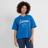 Detroit Lions Women's Essential Script Relaxed Boxy T-Shirt - Blue | Nike on sale