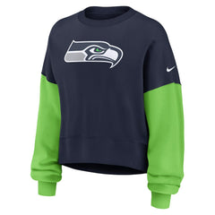 Seattle Seahawks Women's Oversized Color-Block Pullover Sweatshirt - College Navy | Nike cheap