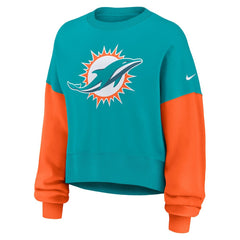 Miami Dolphins Women's Oversized Color-Block Pullover Sweatshirt - Aqua | Nike outlet