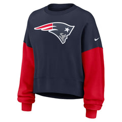 New England Patriots Women's Oversized Color-Block Pullover Sweatshirt - Navy | Nike on sale