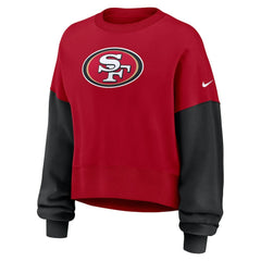 San Francisco 49ers Women's Oversized Color-Block Pullover Sweatshirt - Scarlet | Nike sale