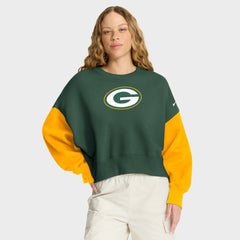 Green Bay Packers Women's Oversized Color-Block Pullover Sweatshirt - Green | Nike on sale