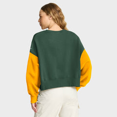 Green Bay Packers Women's Oversized Color-Block Pullover Sweatshirt - Green | Nike on sale