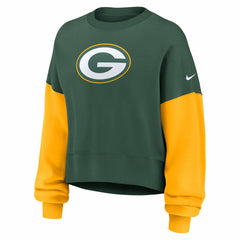 Green Bay Packers Women's Oversized Color-Block Pullover Sweatshirt - Green | Nike on sale
